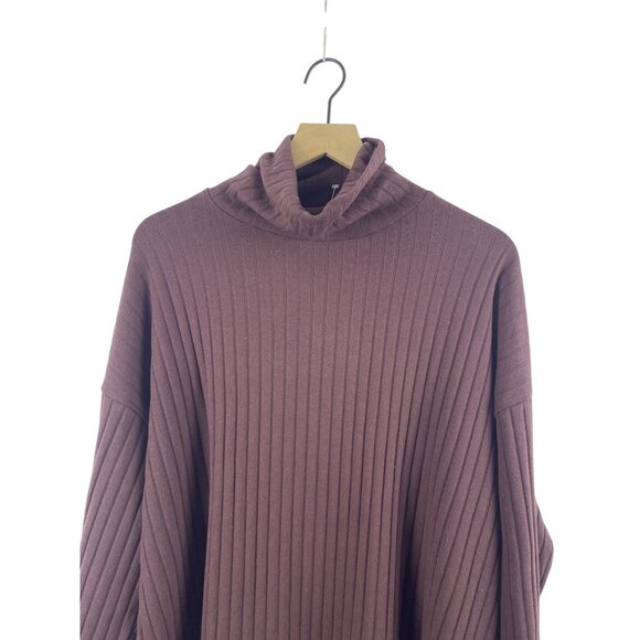 Madewell Women's XXL Relaxed Wide Ribbed Turtleneck Tee High Low Drop Shoulder - Picture 2 of 9